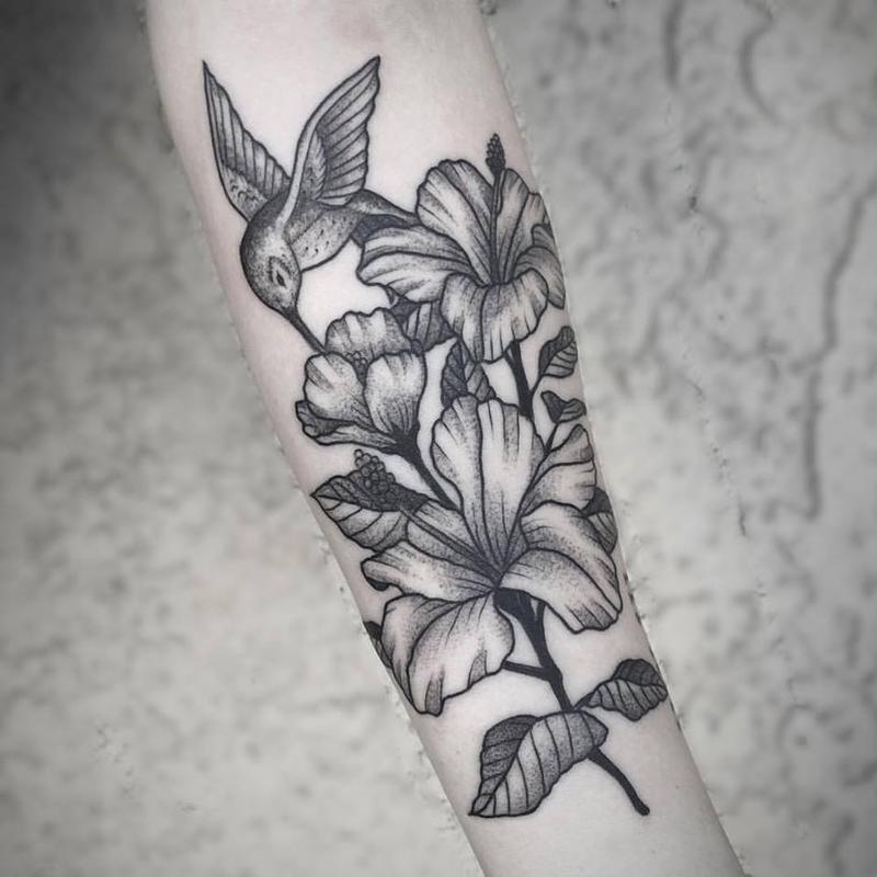 stipple floral by Stephen Sanchez TattooNOW